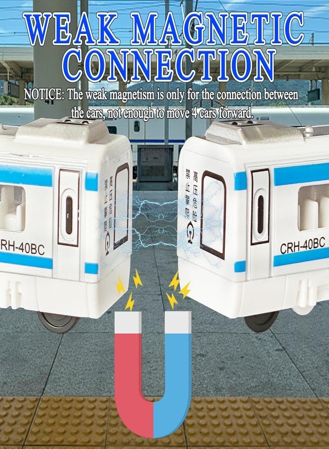 OTONOPI Toy Train Set, Die-cast Bullet Train with Magnetic Connectors, Subway High Speed Locomotive Toy Car, Track Raillway for Kids Boys and Girls Age 3 Up, Pack of 4 Pcs - Image 4